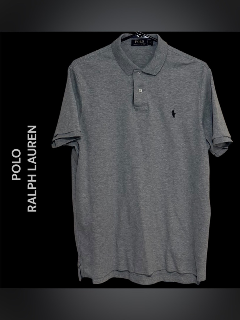 Ralph Lauren Shirt Men’s Medium Polo Grey 100% Cotton Shirt-large shorts-sleeves